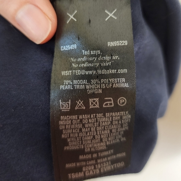 Ted Baker Geo Navy Print Button-Front Shirt 6 - Picture 7 of 9